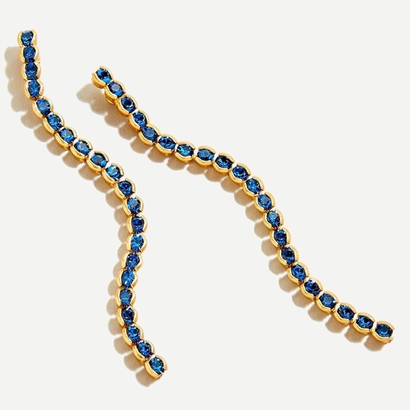 NWT J.Crew Linear crystal chain Earrings AD591 BE - Picture 1 of 3